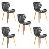 Kit 5 Cadeiras Decorativas de Escritorio Recepcao GranClass (PU) Preto - Gran Belo